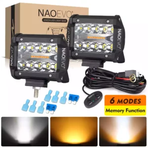 Strobe 4 Inch 120W LED Light Pods With 6 Modes - NAOEVO