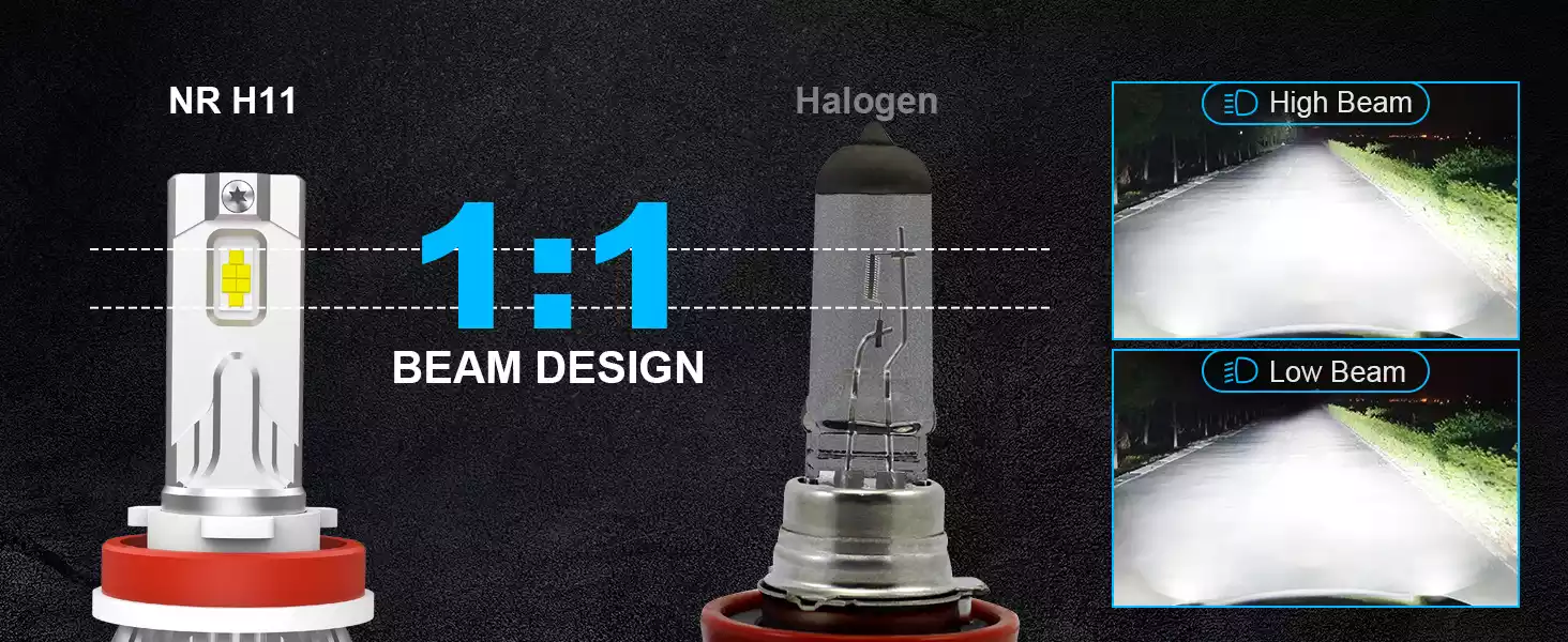 NR has 1:1 lighting position as halogen bulb