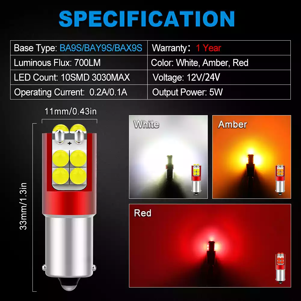 LAMPE TEMOIN 12V. 2W culot BA9s - INTFRADIS