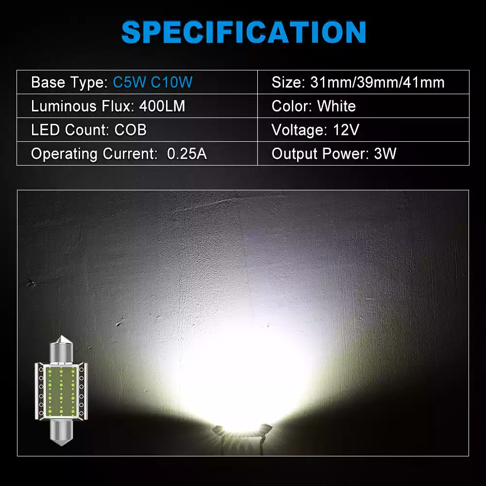 C5W 28MM 31MM 36MM 39MM 41MM 44MM LED Light Bulbs, 2 Bulbs – NAOEVO