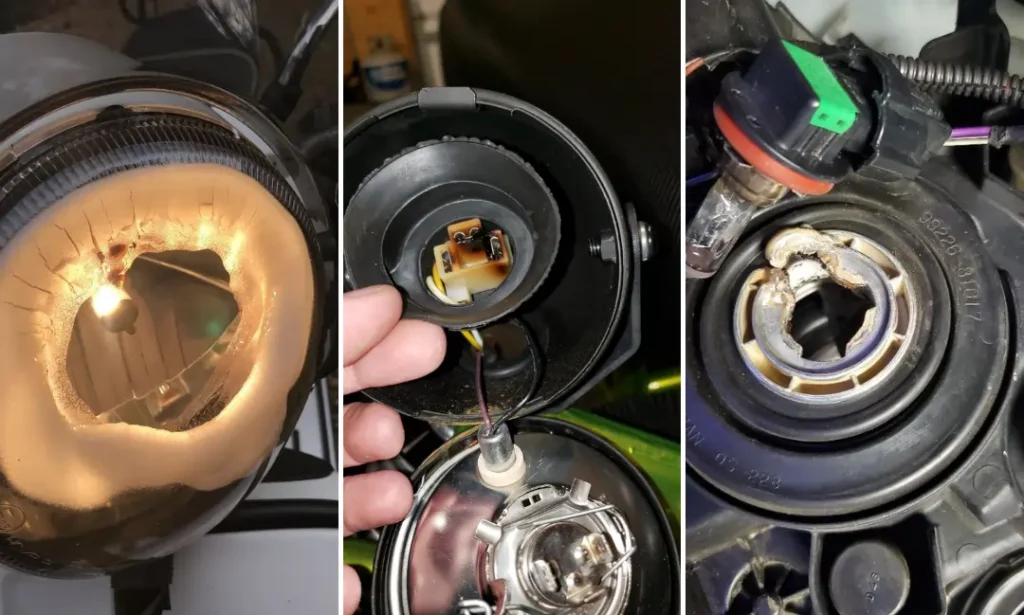 LED headlight bulb melting