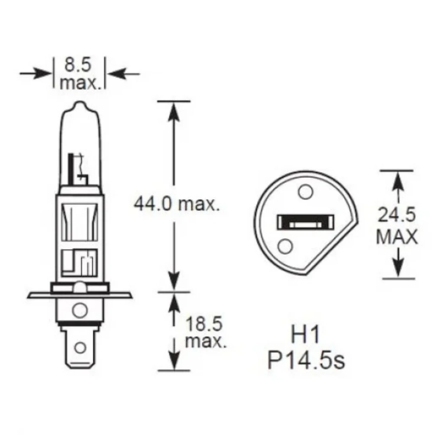 H1 bulb dimension