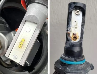 broken LED headlight bulb