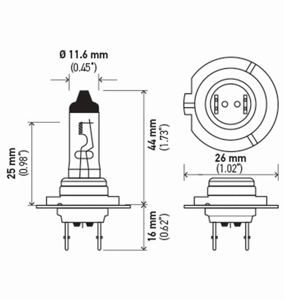 H7 bulb dimension